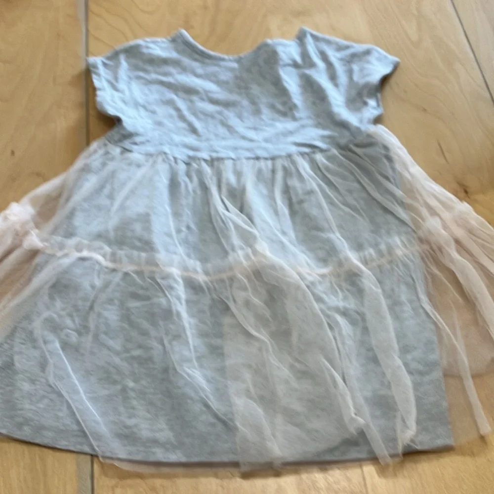 Open Edit Grey T-shirt‎ and Pink mesh ruffle skirt dress (size 4) like new